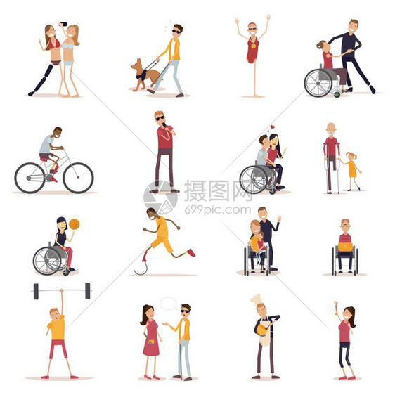 残疾人图标残疾人图标体育休闲符号平孤立矢量插图图片