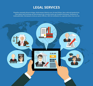 应用程序成中的规律彩色平信息关于法律应用程序互联网网站成矢量插图图片