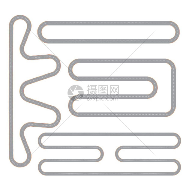 简单的赛道形状集种族轨道四个模式与顶部视图电机电路连续形状平图像矢量插图图片