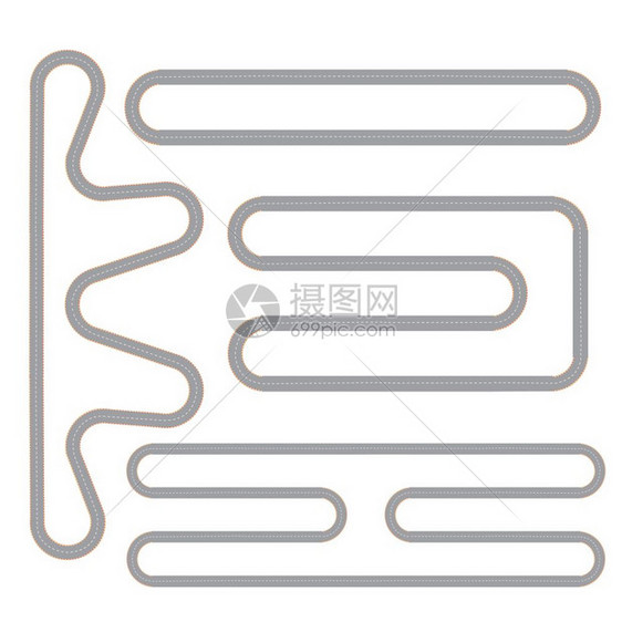 简单的赛道形状集种族轨道四个模式与顶部视图电机电路连续形状平图像矢量插图图片