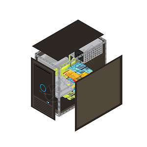 等距处理器方案等距现实处理器方案与墙壁移除,以内部矢量插图图片