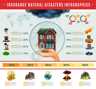 保险自然灾害信息图表保险自然灾害信息图表与泡沫中的房子手边的风险信息世界矢量插图图片
