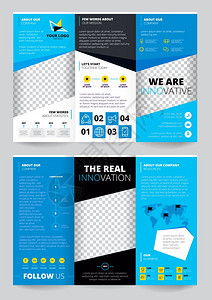 传单的传单透明蓝色与商业信息世界与指针信息元素矢量插图图片