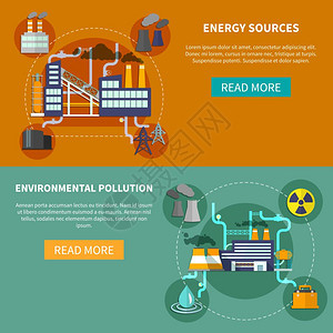 能源环境污染横幅行业水平横幅网站抽象孤立矢量插图图片