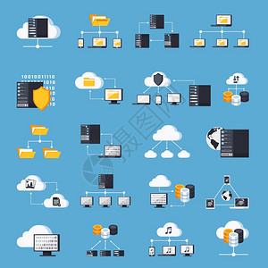 托管服务图标托管服务图标蓝色背景平孤立矢量插图上网页高清图片素材