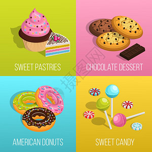 糖果图标糖果卡通图标甜甜圈饼干孤立矢量插图图片