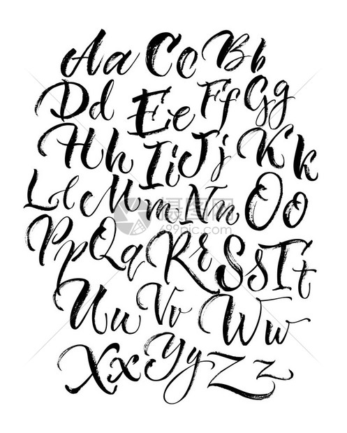 黑色潦草的大写字母小写字母黑色潦草的大写字母小写字母用画笔白色