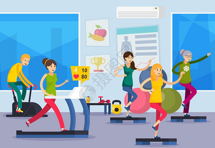 健身训练人正交成彩色平健身训练人与人健身房锻炼矢量插图正交合图片