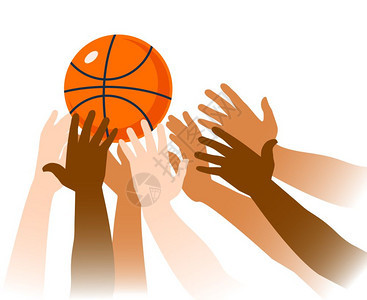 篮球比赛瞬间特写篮球比赛瞬间特写与球手的球员白色背景矢量插图图片