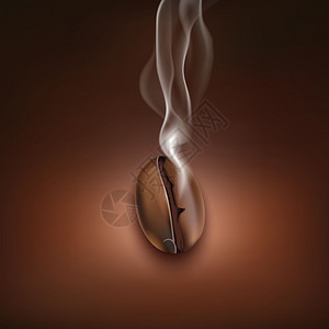 烟雾厨房咖啡豆烟雾背景海报烤咖啡豆的烟雾香气为独特的风味,真实的棕色背景海报矢量插图插画