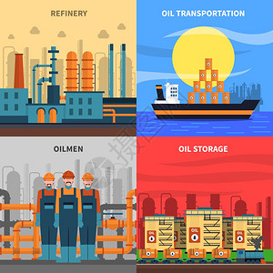 石油图标石油图标炼油厂运输储存符号平孤立矢量插图图片