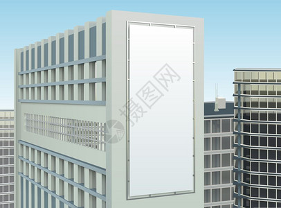 建筑城市景观广告网站成建筑城市景观成与空白垂直广告牌广告山墙立的高层建筑矢量插图图片