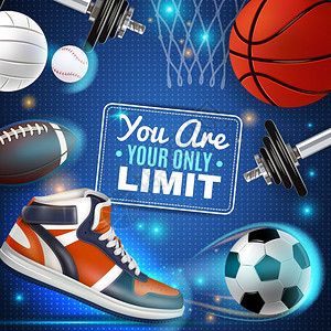 彩色海报与运动库存体育库存彩色海报与篮球足球橄榄球网球运动鞋矢量插图图片