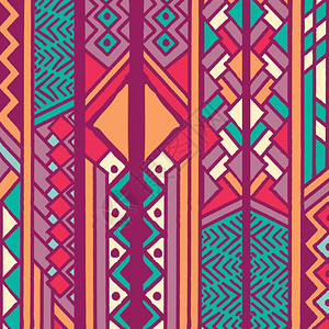 部落民族五颜六色的波西米亚图案与几何元素,非洲泥布,部落,矢量插图图片