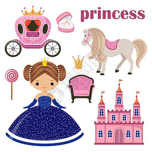 小可爱的矢量公主,城堡马车图片