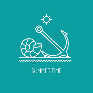夏天象征海洋娱乐活动锚贝壳图片