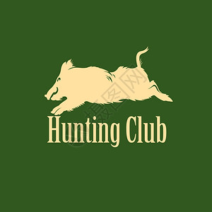 狩猎俱乐部章与野猪你的俱乐部的矢量插图背景图片