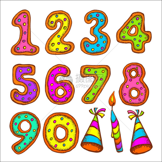 彩色数字生日快乐