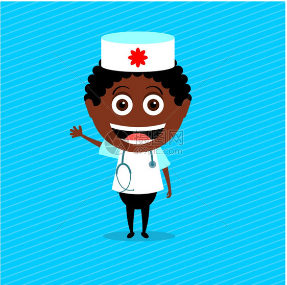 非裔美国人医生矢量插图,字符穿着医生服装带听诊器的男孩图片