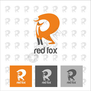 红色狐狸标志矢量标志,章公司身份,标志,福克斯字母r图片