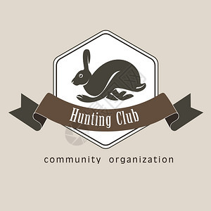 兔子,兔子猎兔狩猎俱乐部矢量标志,章图片