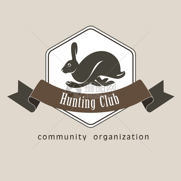 兔子,兔子猎兔狩猎俱乐部矢量标志,章图片