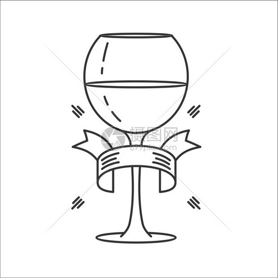 杯酒隔离白色背景上,矢量图标图片