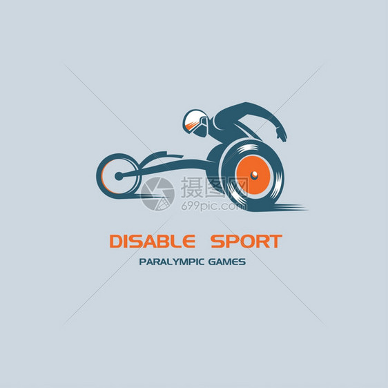 轮椅上的残疾人运动员游戏矢量标志图片