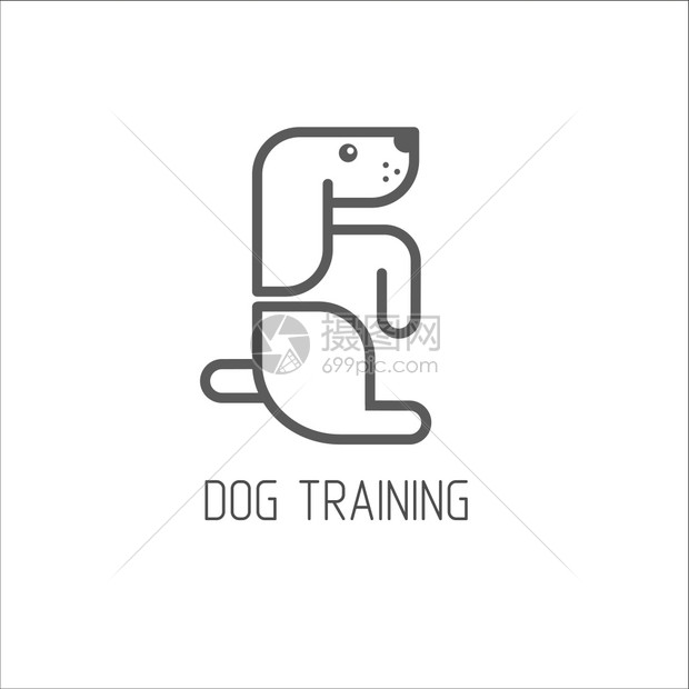 狗训练标志矢量线简约标志兽医,商店,食物,护理,训练犬图片