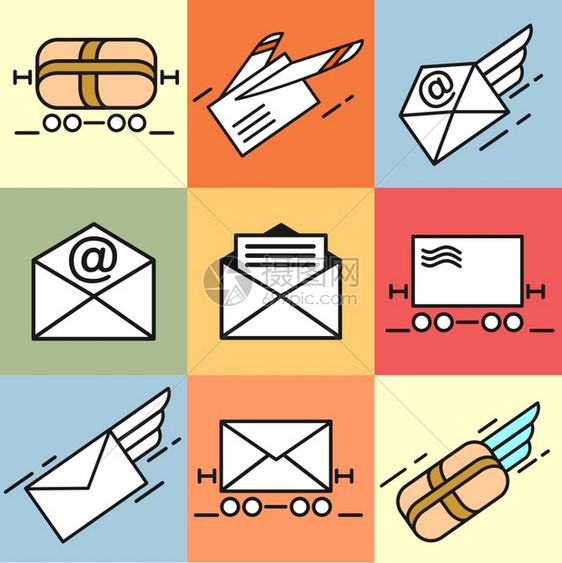 邮件矢量图标快速递送信件电子邮件信,包裹,邮件图片