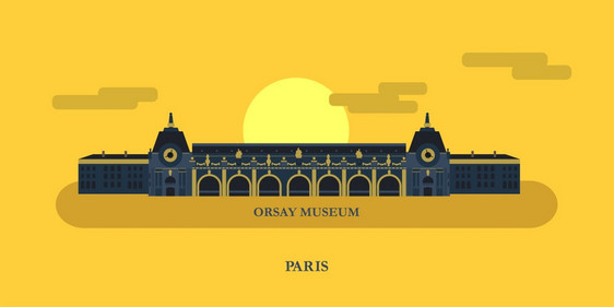 巴黎的博物馆法国著名的宫殿矢量插图图片