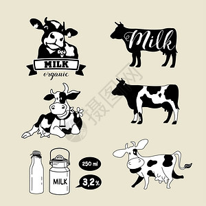 奶牛牛奶标签,标志元素图片