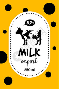 牛奶的矢量标签世界的母牛用于世界各地出口的机牛奶图片