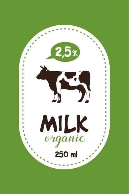 矢量标签牛奶奶牛机乳制品图片