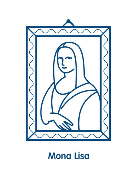 画蒙娜丽莎线矢量标志图标达芬奇的著名绘画图片