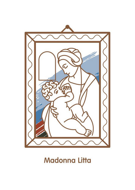 麦当娜莉塔达芬奇的矢量图标母玛利亚哺乳基督的孩子图片