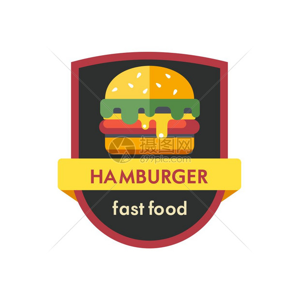 汉堡标志矢量插图图标快餐