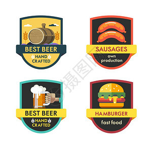 标志的矢量集最好的啤酒,汉堡,香肠图片