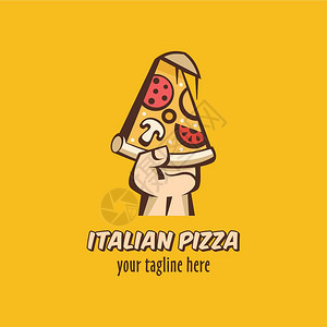 标志矢量意大利比萨饼卡通风格的矢量插图片热披萨,蘑菇香肠西红柿奶酪图片