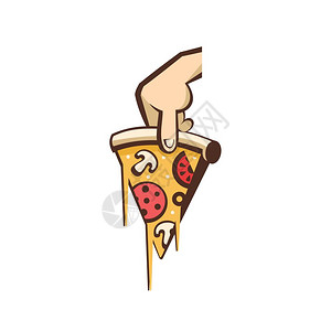 片热披萨,蘑菇香肠西红柿奶酪矢量标志披萨图片