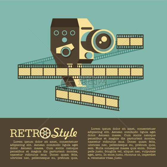 老式相机胶卷矢量标志插图与文字的位置图片