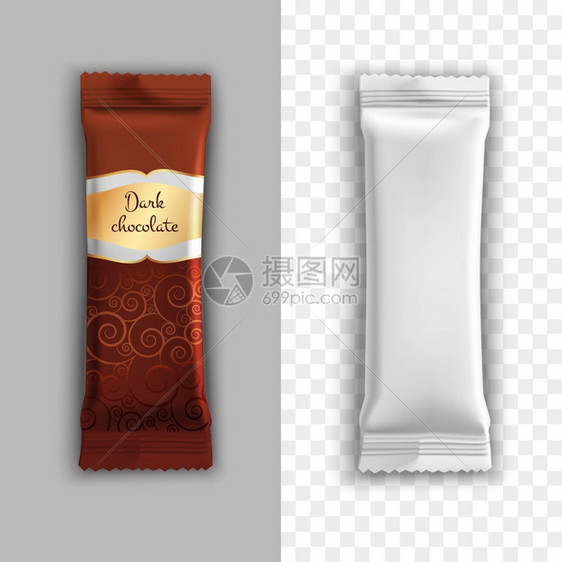 产品包装产品包装现实与黑巧克力,例如矢量插图图片