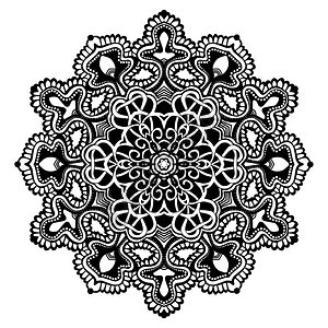 黑白装饰曼荼罗符号隔离白色背景矢量插图上曼达拉黑白相间图片