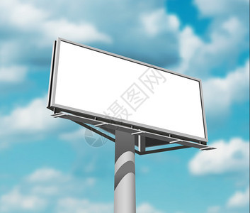 广告牌的天空背景日图像大型突出放置的高广告牌广告海报,针白天蓝天背抽象矢量插图图片