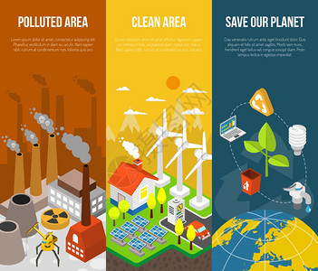 生态横幅带污染区域清洁区域的生态横幅保存了们的行星矢量图图片
