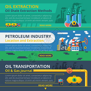 石油工业横幅套石油工业水平横幅石油运输要素孤立矢量插图图片