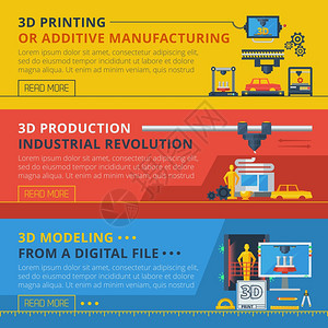 三维打印平横横幅套三维建模数字文件打印生产线信息3平水平横幅抽象矢量插图图片