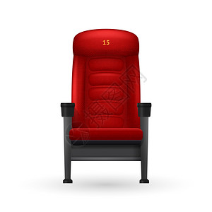 电影院座位插图电影院红色舒适的写实座椅,用于观看电影矢量插图图片