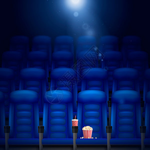 空电影院大厅插图空电影院大厅现实背景与座位爆米花矢量插图图片