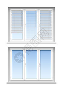 塑料窗户装饰2个现实的图标现代经典白色装饰重塑2现实百叶窗窗口图标矢量插图背景图片